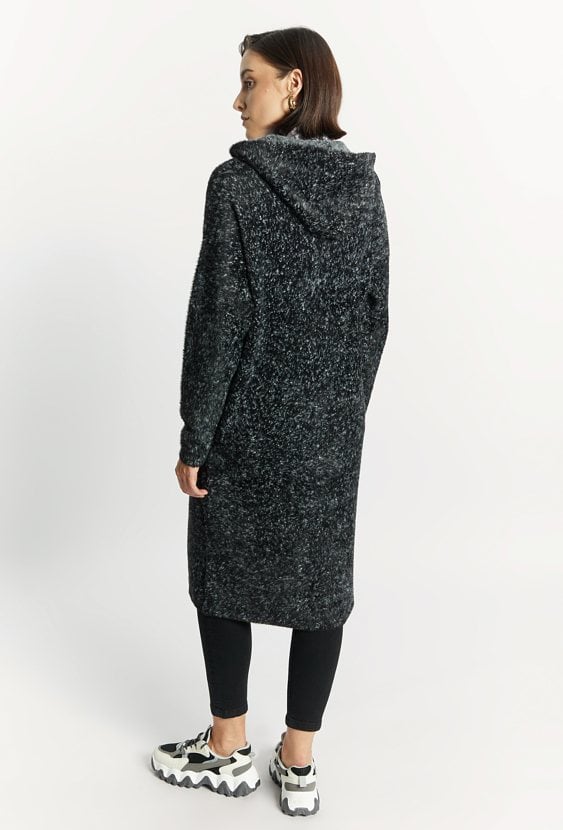 Sweter płaszczowy z kapturem