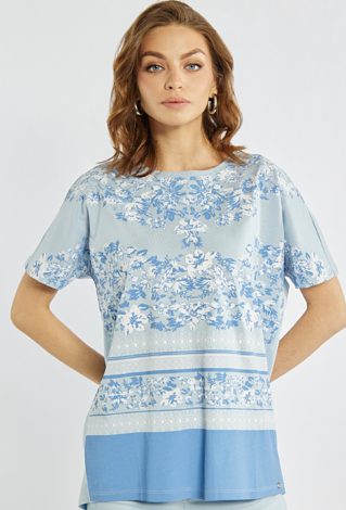 T-shirt damski z bawełny i modalu