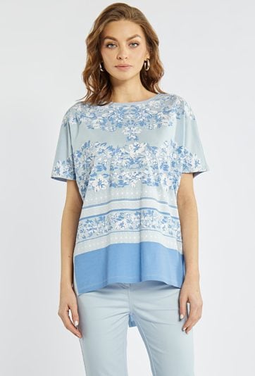 T-shirt damski z bawełny i modalu