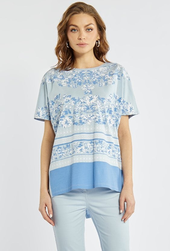 T-shirt damski z bawełny i modalu