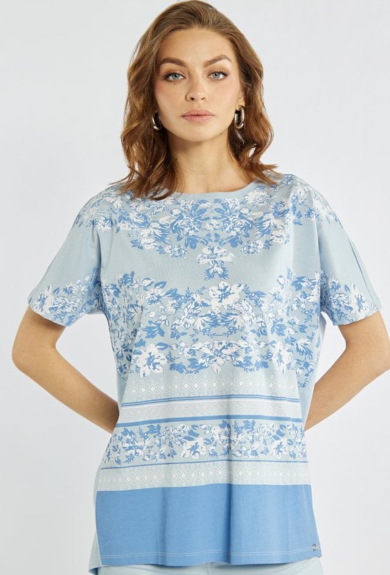 T-shirt damski z bawełny i modalu