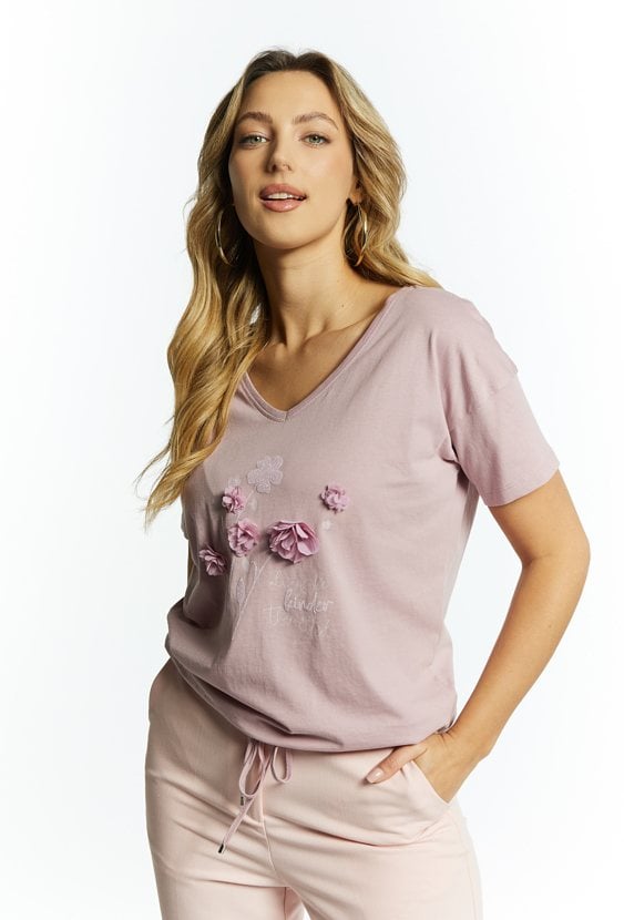 T-shirt damski z ciekawym zdobieniem