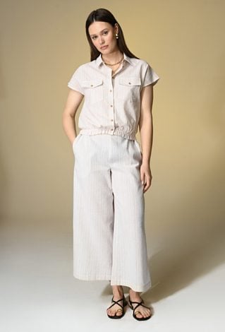 Beżowe spodnie culotte