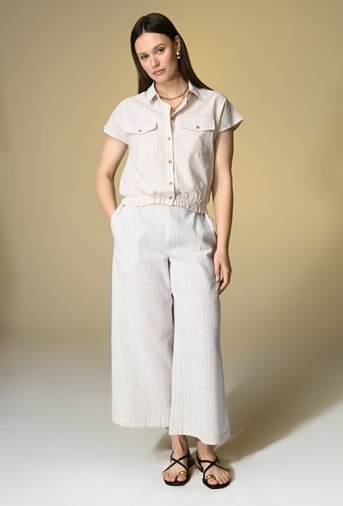 Beżowe spodnie culotte