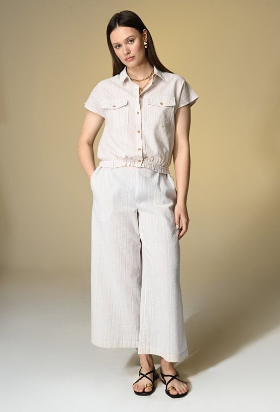 Beżowe spodnie culotte