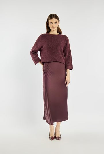 Satynowa spódnica midi