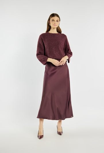 Satynowa spódnica midi