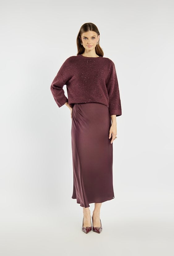 Satynowa spódnica midi