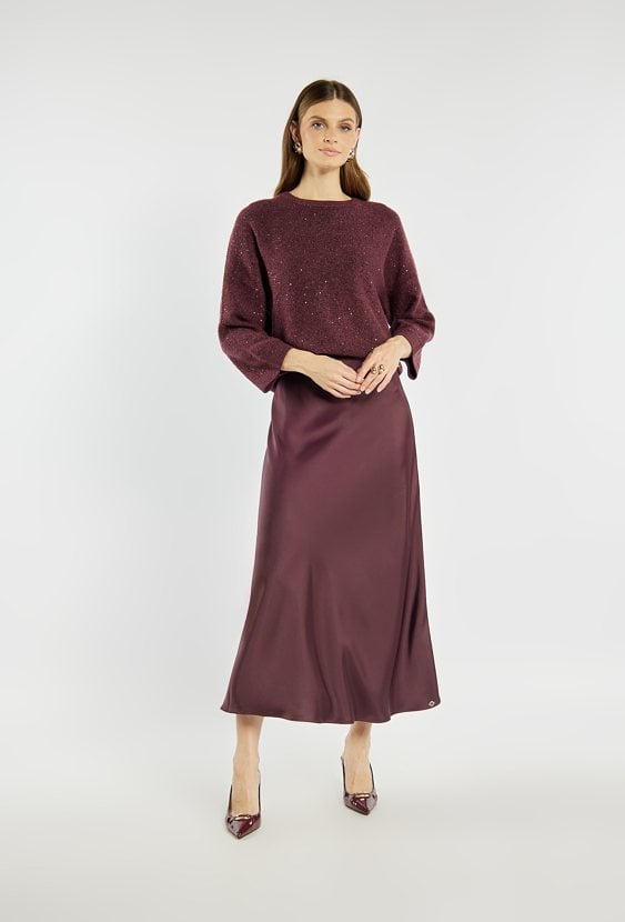 Satynowa spódnica midi