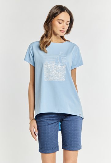 T-shirt damski z dłuższym tyłem