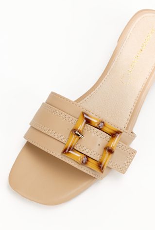 Beżowe klapki z klamrą AMBRA