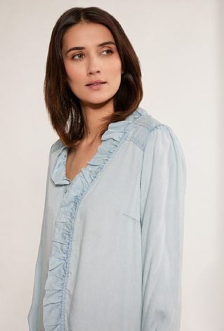 Bluzka damska z falbaną przy dekolcie