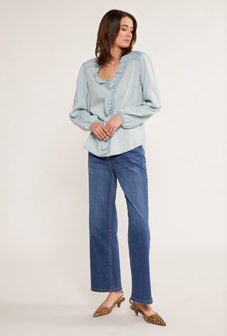 Bluzka damska z falbaną przy dekolcie