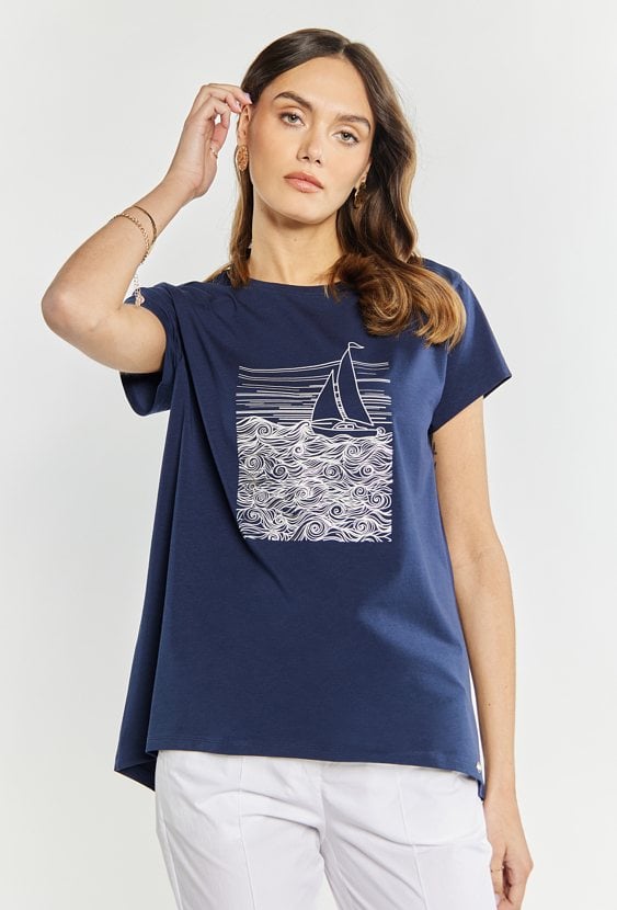 T-shirt damski z dłuższym tyłem