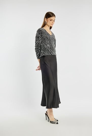 Satynowa spódnica midi