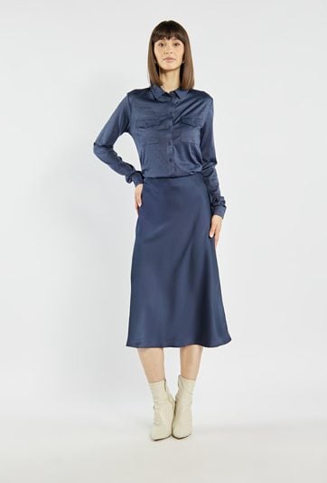 Satynowa spódnica midi