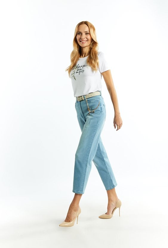 Jeansy damskie z łańcuszkiem