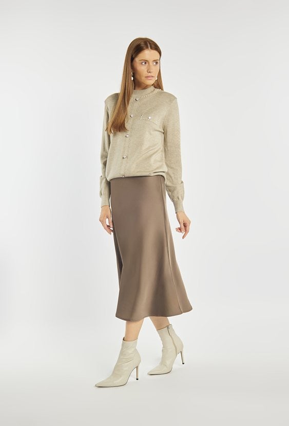 Satynowa spódnica midi