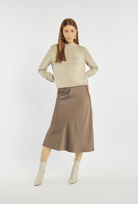 Satynowa spódnica midi