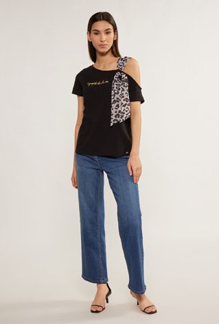 Bawełniana bluzka z odkrytym ramieniem