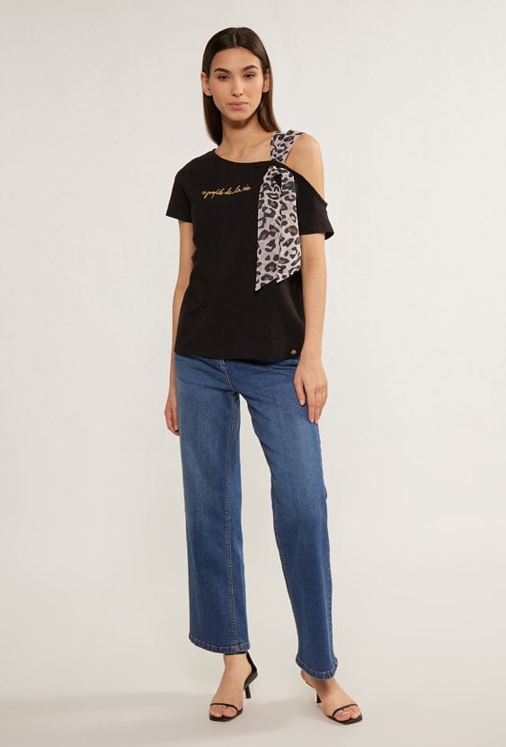 Bawełniana bluzka z odkrytym ramieniem