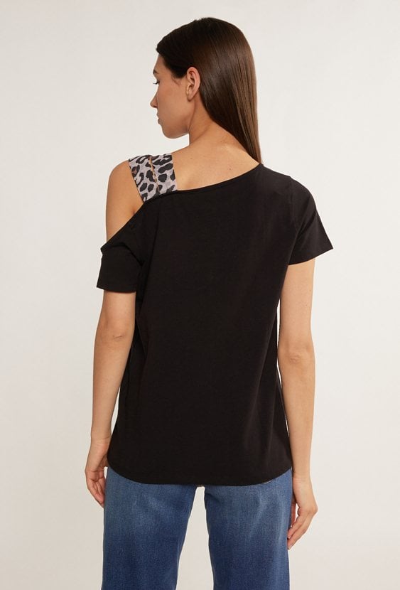 Bawełniana bluzka z odkrytym ramieniem