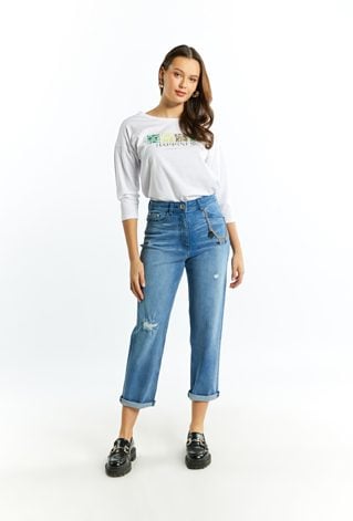 Jeansy damskie z łańcuszkiem