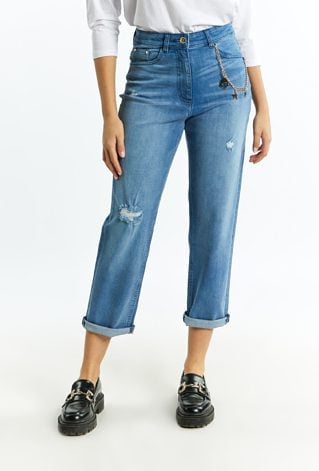 Jeansy damskie z łańcuszkiem