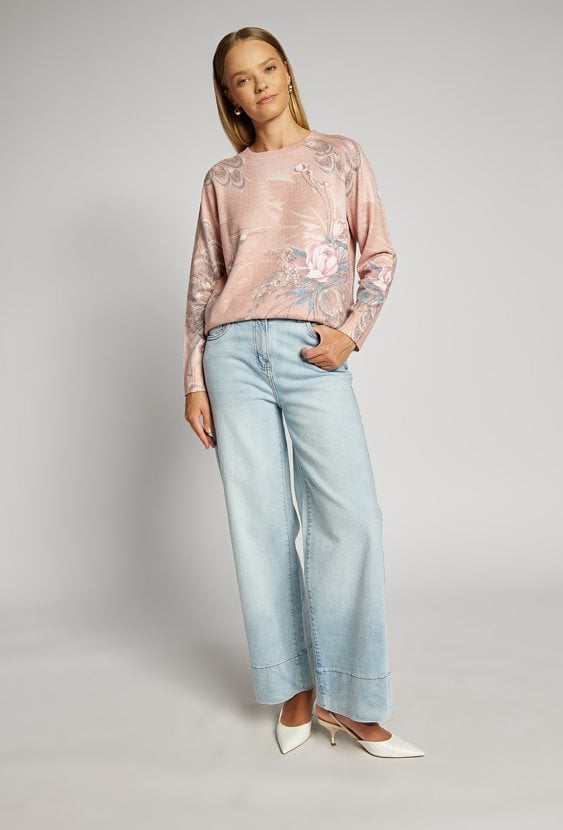 Wzorzysty sweter damski