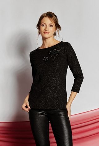 T-shirt damski z cekinowym wzorem