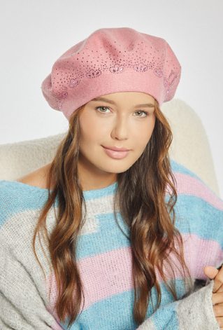 Beret damski ze zdobieniami