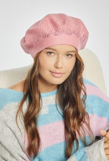 Beret damski ze zdobieniami