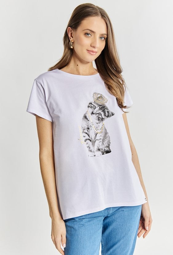 T-shirt damski z kotem