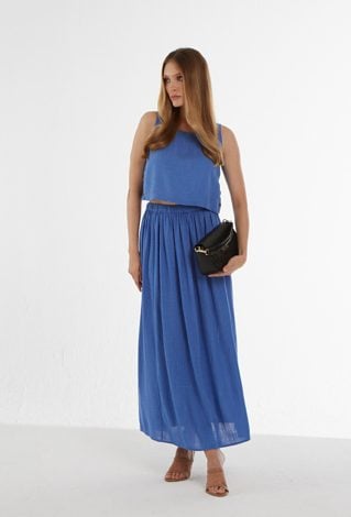 Niebieski lniany top