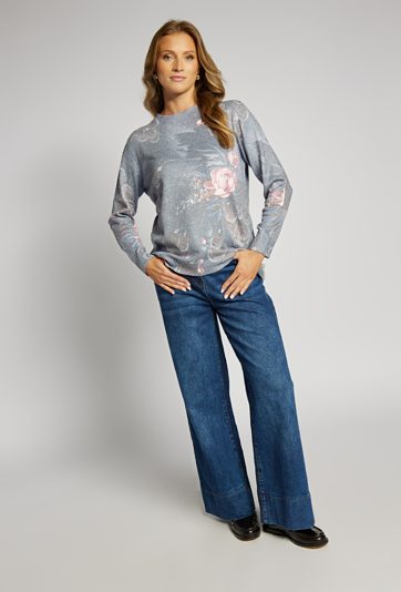 Wzorzysty sweter damski