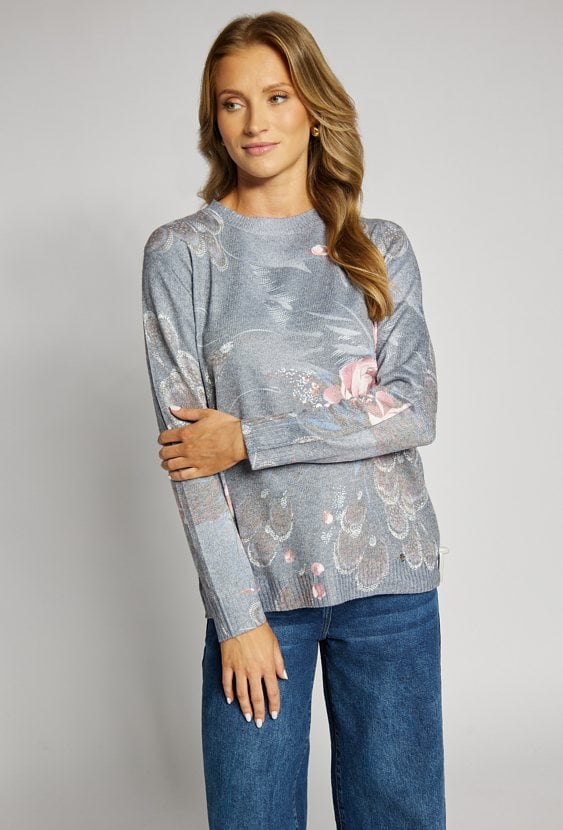Wzorzysty sweter damski