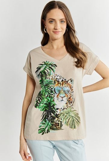 T-shirt damski ze zwierzęcym motywem