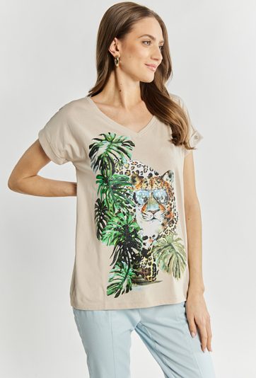 T-shirt damski ze zwierzęcym motywem