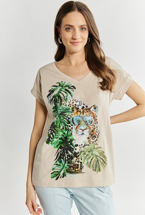 T-shirt damski ze zwierzęcym motywem