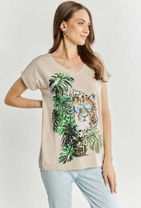 T-shirt damski ze zwierzęcym motywem