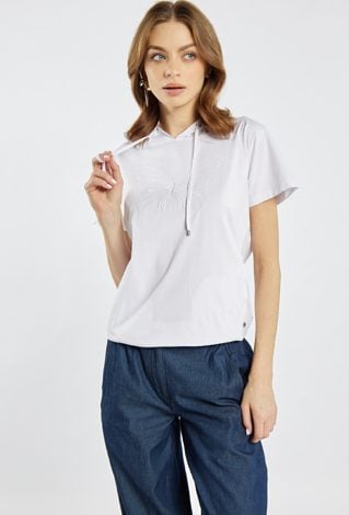 T-shirt damski z kapturem