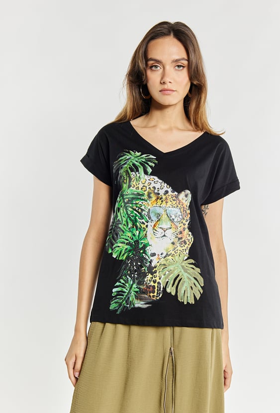 T-shirt damski ze zwierzęcym motywem
