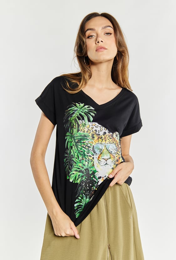 T-shirt damski ze zwierzęcym motywem