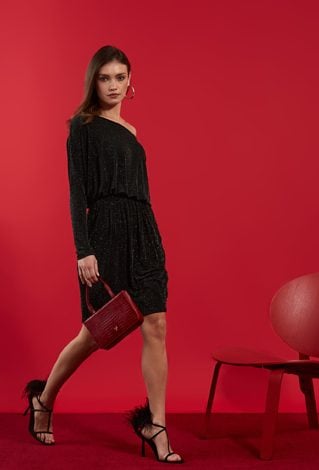 Połyskująca sukienka z długim rękawem