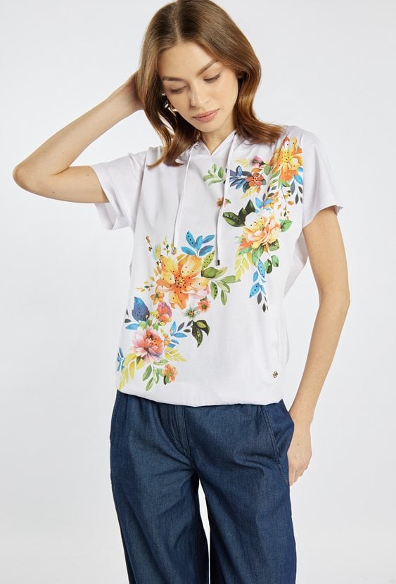 T-shirt damski z kapturem