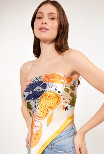 Apaszka z wzorem w kwiaty z miękkiej satyny