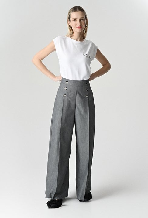 Szerokie spodnie z wysokim stanem