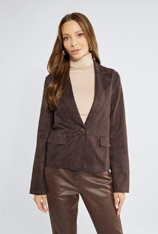 Żakiet damski z imitacji zamszu