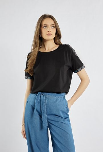 T-shirt damski z bawełny