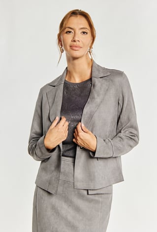 Żakiet damski z imitacji zamszu